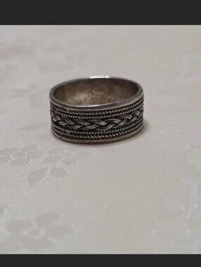 Vintage .925 Sterling Silver braided band ring